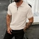 thumbnail image 1 of Ceisia Half-Zip Polo Shirt Men's Slim Fit Short Sleeve Geometric Jacquard Casual Top with Pocket Khaki M Gifts, 1 of 5