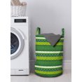 thumbnail image 3 of Aztec Laundry Bag, Greenish Colors Motifs Modernized Look of Mexican Ornaments, Hamper Basket with Handles Drawstring Closure for Laundromats, 13" x 19", Yellow Green Fern Green, by Ambesonne, 3 of 4