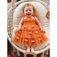 thumbnail image 5 of BemeyourBBs Toddler Baby Girl Halloween Dress Outfit Flying Sleeve 3D Pumpkin Ghost Decor Shinny Star Tutu Tulle Dress Little Girls Summer Fall Cake Smash Party Dress, 5 of 9