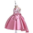 thumbnail image 4 of Odeerbi 2025 Toddler Girls Solid Color Pearl Embroidery Bowknot Birthday Party Flowers Gown Kids Dresses, 4 of 9