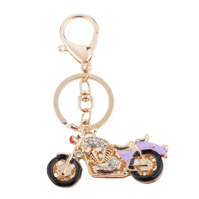 Rhinestone Crystal Motocicleta Colgante Bolsa Lvero Lvero Púrpura Macarena Crystal Llavero