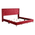 thumbnail image 3 of Julie Cherry Tufted Upholstered Low Profile King Panel Bed, 3 of 5