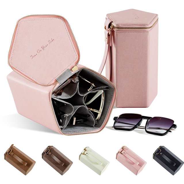 Estuche Organizador de Viaje para Anteojos de Sol Cloudever 2024 5 Compartimentos Rosa