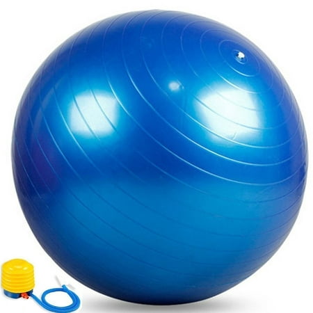 25" Blue Exercise Yoga Fitness Ball with Air Pump ...