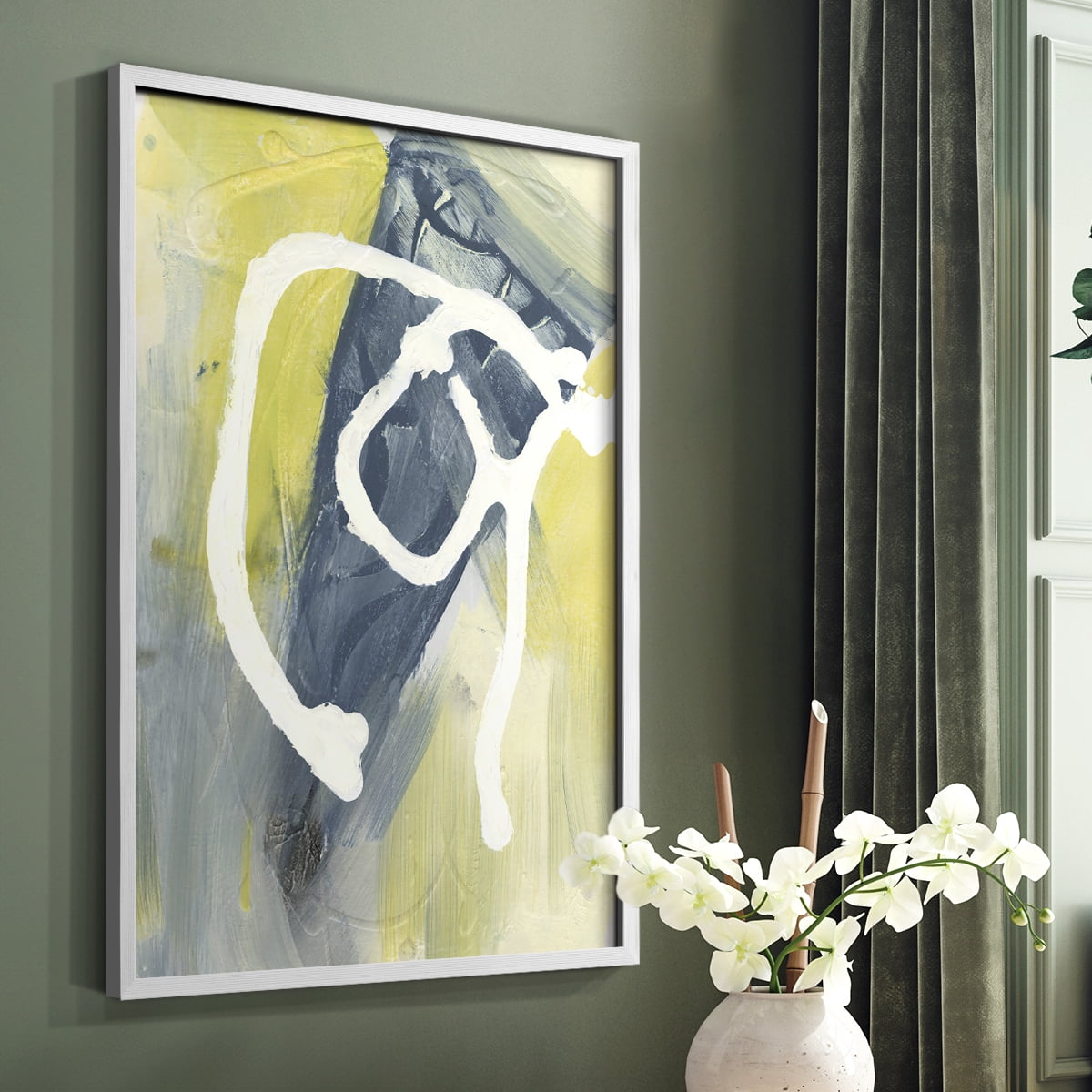 Delightful I Framed Print in White Solid Wood Framed Print No Nail Hanging