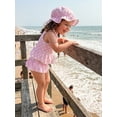 thumbnail image 4 of BemeyourBBs Toddler Baby Girl Swimsuit Infant Bathing Suit 3 Pieces Heart Dot Plaid Cow Skin Swimsuits Bow Tank Top with Ruffle Shorts Set Sun Hat Swimwear Summer Beach Wear, 4 of 9