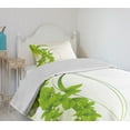 thumbnail image 4 of Ambesonne Green Quilted Bedspread Set 2 Pcs, Blooming Fantasy Flora, Twin Size, Apple Green White, 4 of 6