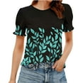 thumbnail image 2 of Xuyuer Short Sleeve Shirts for Women Spring Striped Crew neck Business Casual Tops Loose Work Blouses Women's Tops Summer Shirts Dressy Blouses for Women S-2XL Fashion Outfits 2026, 2 of 6