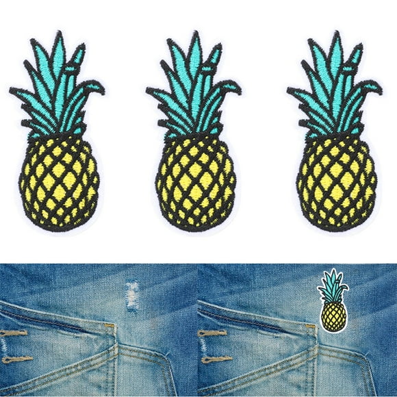 Accesorios de ropa, parche bordado de 6 uds., apliques de piña para planchar, parches para coser artesanales, elaborados por expertos Jadeshay A