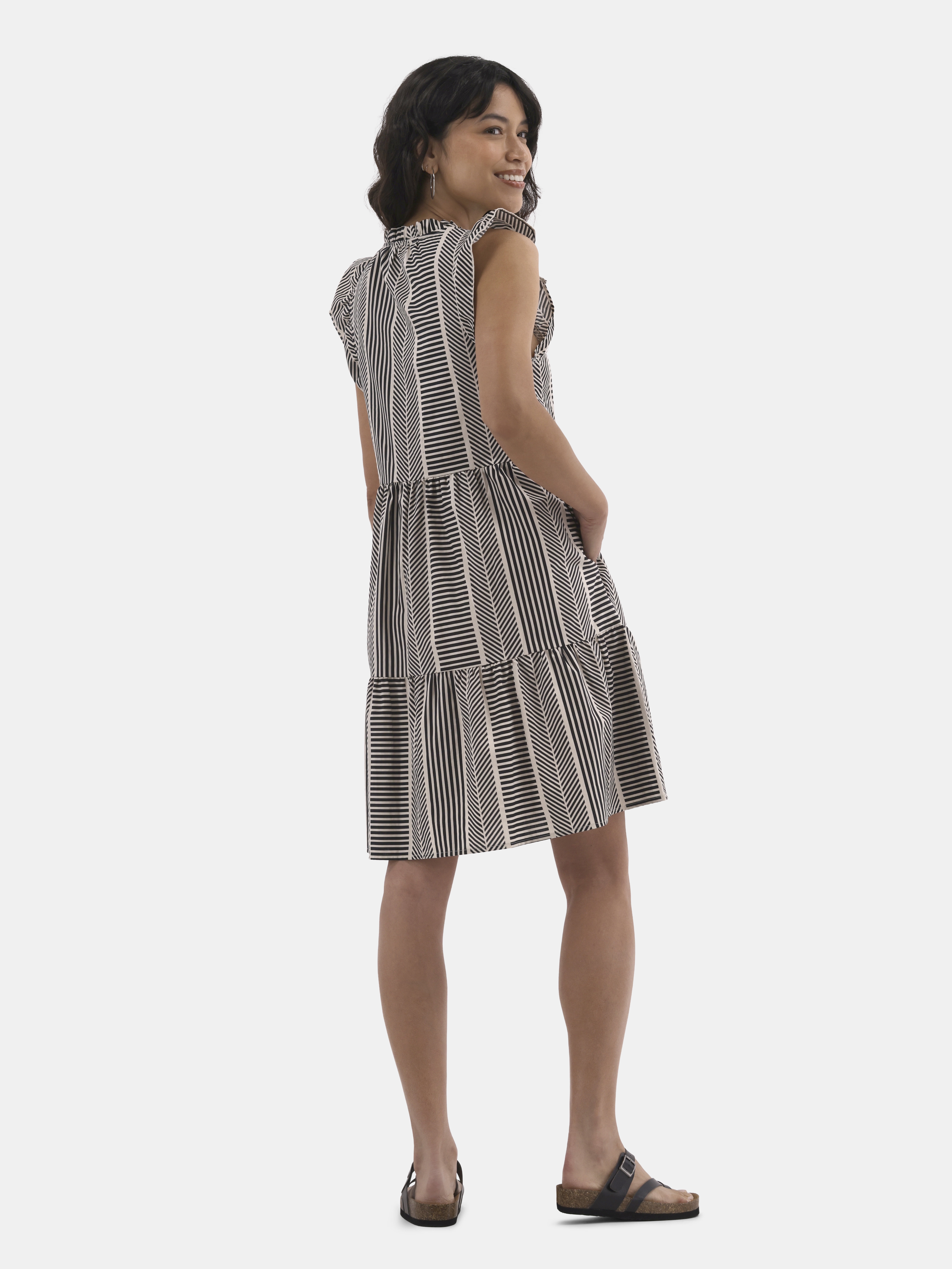 Time and Tru Women's Flutter Sleeve Mini Dress, Sizes XS-XXXL