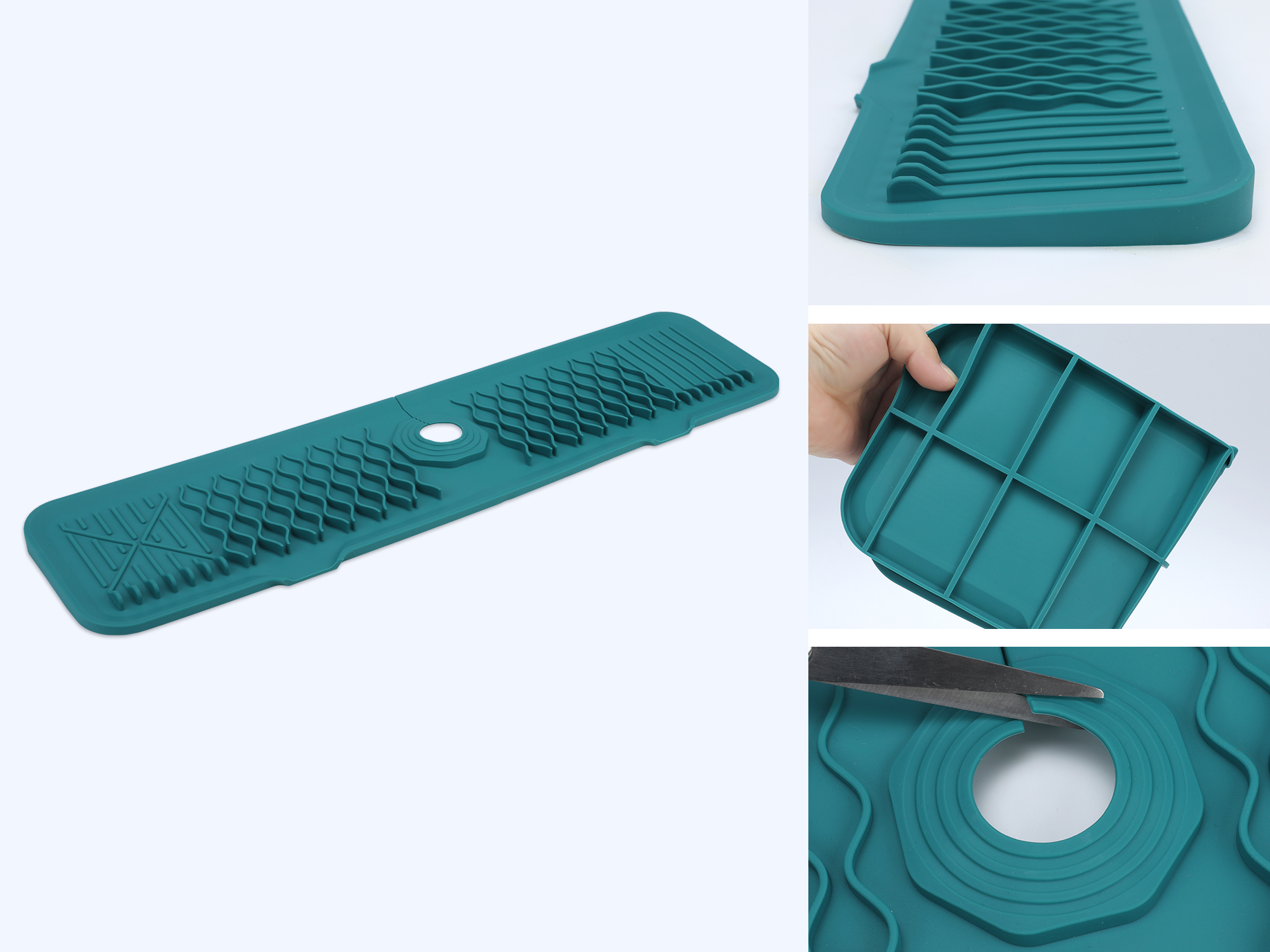 Longer Faucet Mat for Kitchen Sink Splash Guard, Kitchen Sink Mat,  Kitchen Sink Splash Guard, Kitchen Sink Area Behind Faucet Mat Green 24.0*5.7 inch