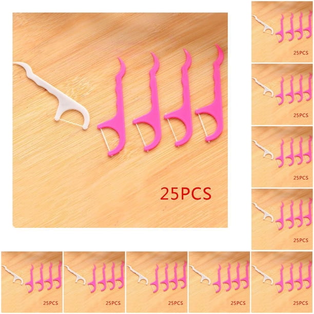 Qarigey Palillo de de hilo de línea plana superfina, cepillo interdental, varilla de alambre, varilla de cuidado rosa blanco PC 1 10piezas Qarigey CBP007270