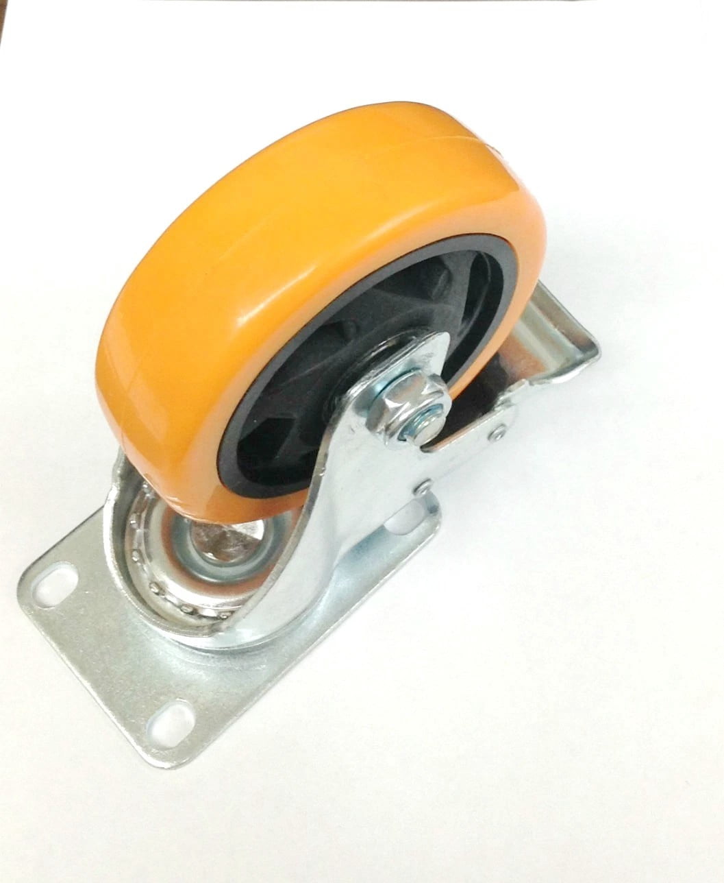 2PK 4 inch Heavy Duty Brake Locking All Swivel Plate Polyurethene Caster Wheels 330 Lb. Load