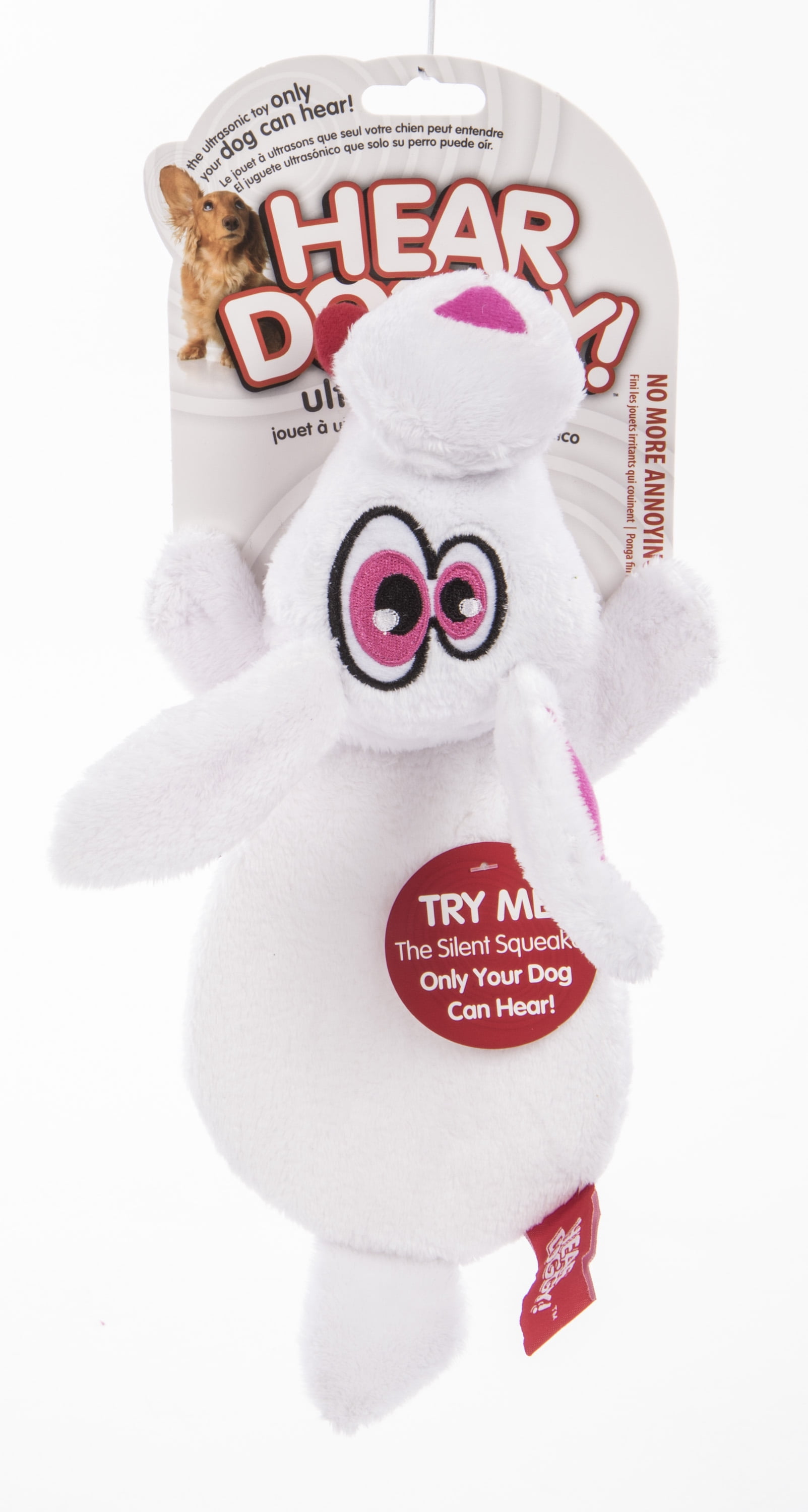 HEAR DOGGY!® Flattie Rabbit with Silent Squeak Technology™ Plush Dog