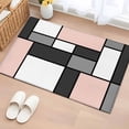 thumbnail image 2 of Modern Geometric Pink Black Bathroom Rug Washable 2x3 Entryway Rug Non Slip Abstract Minimalist Color Blocks Front Door Mat Low Pile Indoor Doormat Throw Floor Carpet for Kitchen Bedroom Entrance, 2 of 8