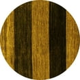 thumbnail image 1 of Ahgly Company Machine Washable Indoor Round Abstract Yellow Modern Area Rugs, 6' Round, 1 of 4