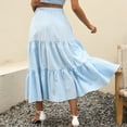 thumbnail image 4 of eczipvz Fringe Skirt Flowy Printing Boho Swing Waist Pocket Tiered Women Elastic Dress Pleated A Skirt Beach Summer Long Line Swim Skirt Blue,XXL, 4 of 4