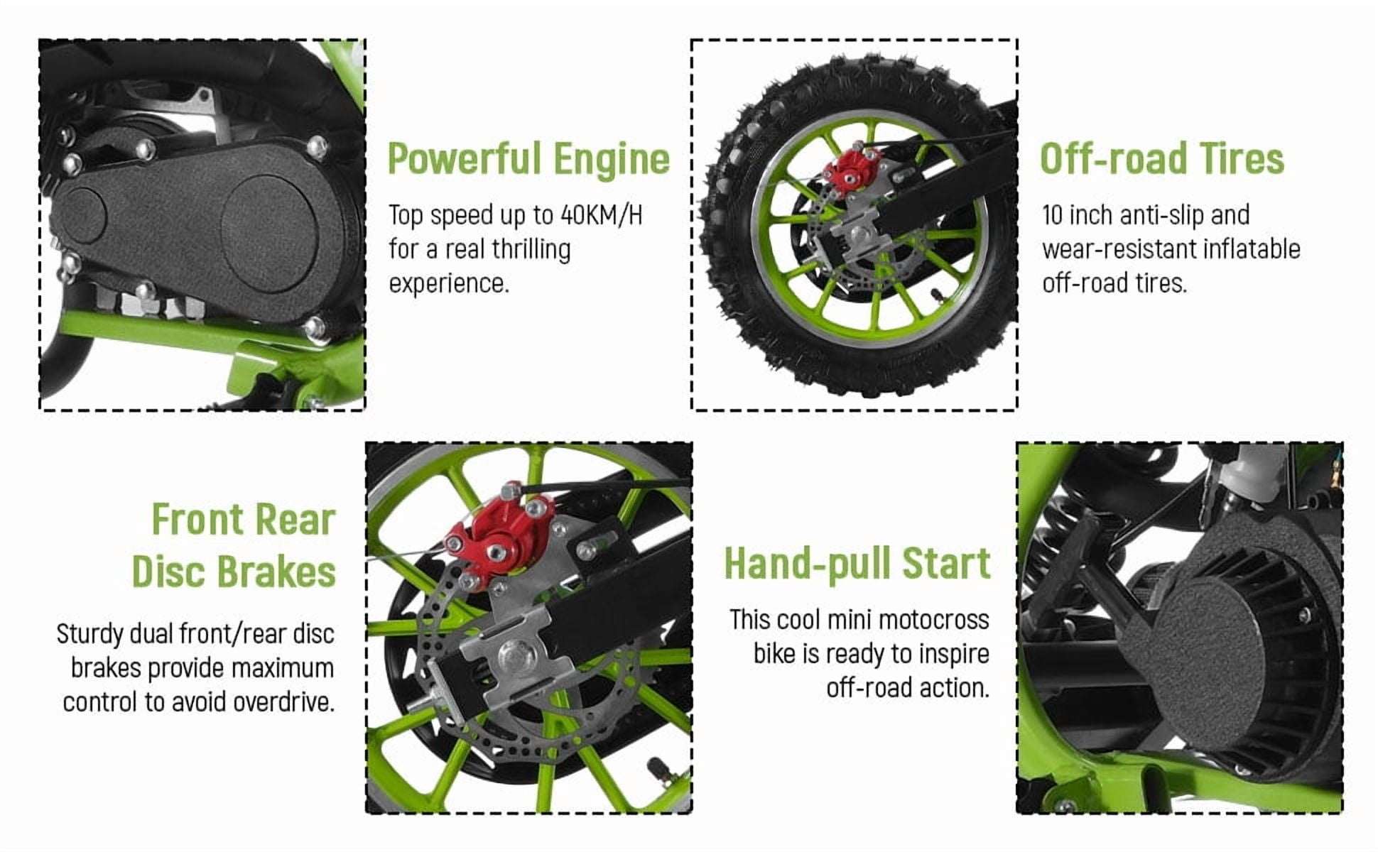 Dapmiu Professional 49CC Dirt Bike&nbsp;- 25MPH 2-Stroke Engine, 40x20 Heavy Duty Frame & Improved Chain Guard