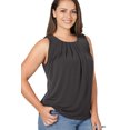 thumbnail image 3 of Zenana Women & Plus Slim Fit Round Neck Sleeveless Front Neck Pleated Blouse Tops w/Keyhole Back, 3 of 5