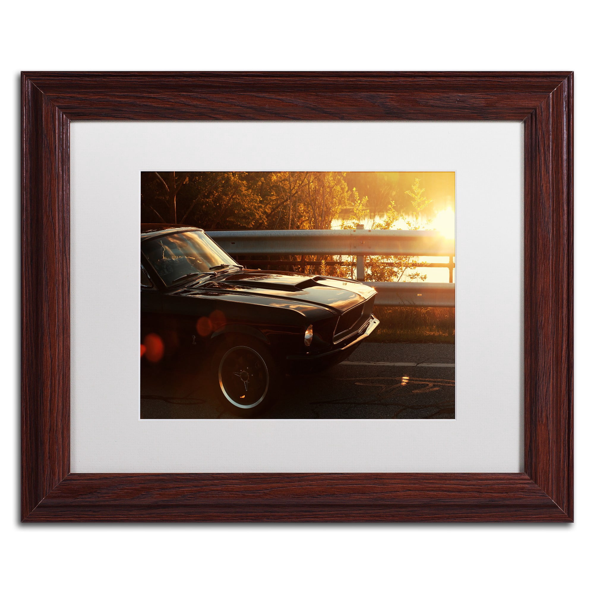 Trademark Fine Art "67 Mustang" Canvas Art by Jason Shaffer, White Matte, Wood Frame