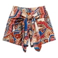 thumbnail image 4 of Gyujnb Women's Boho Printed Shorts, Front Tie Knot High Waist Casual Summer Beach Shorts,Blue, 4 of 5