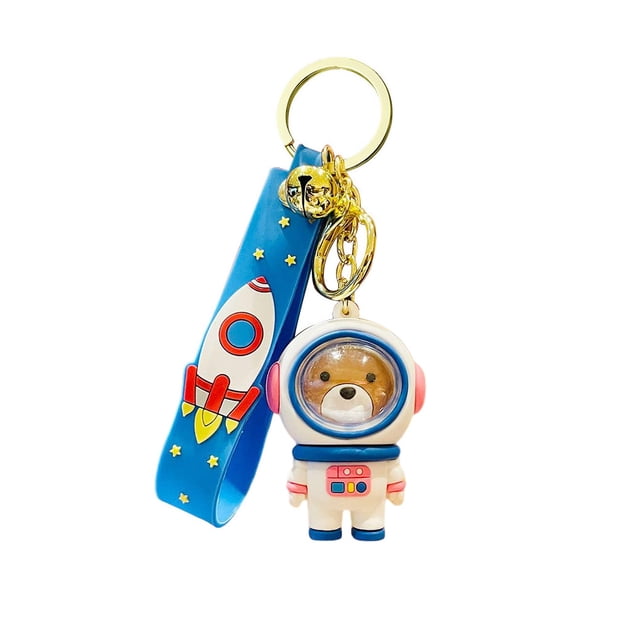 Llavero Animal creativamente astronauta colorido llaves anillos delicado colgante de dibujos animados cumpleaños Navidad regalo único diario Ropa, zapatos y accesorios Miscelánea oso azul Minnieouse AP014350-04