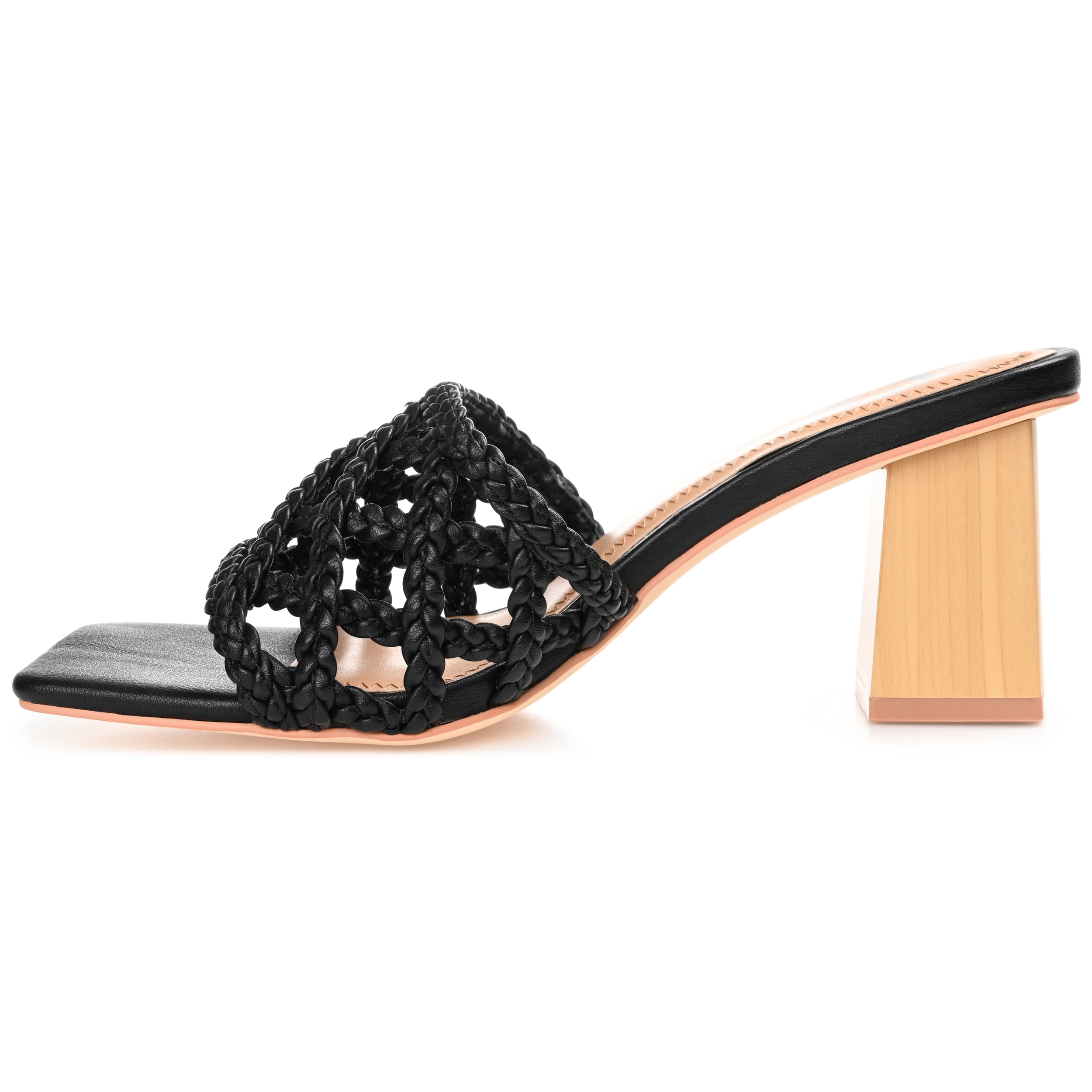 Journee Womens Evvie Open Square Toe Block Heel Sandals