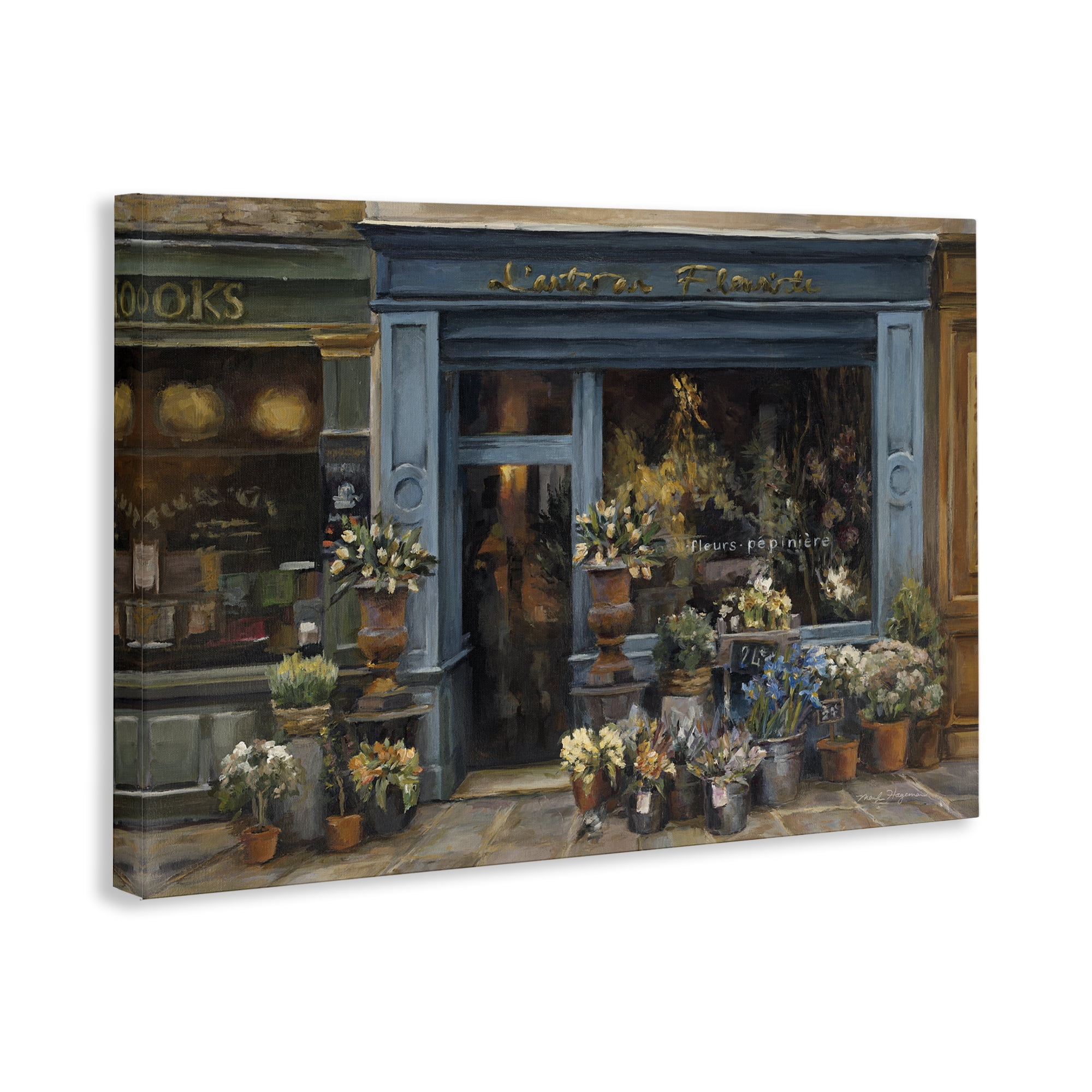 Stupell Industries Florist Shopfront in Town Buildings & Architecture Painting Wrapped Canvas Art Print Wall Art, 45 x 30