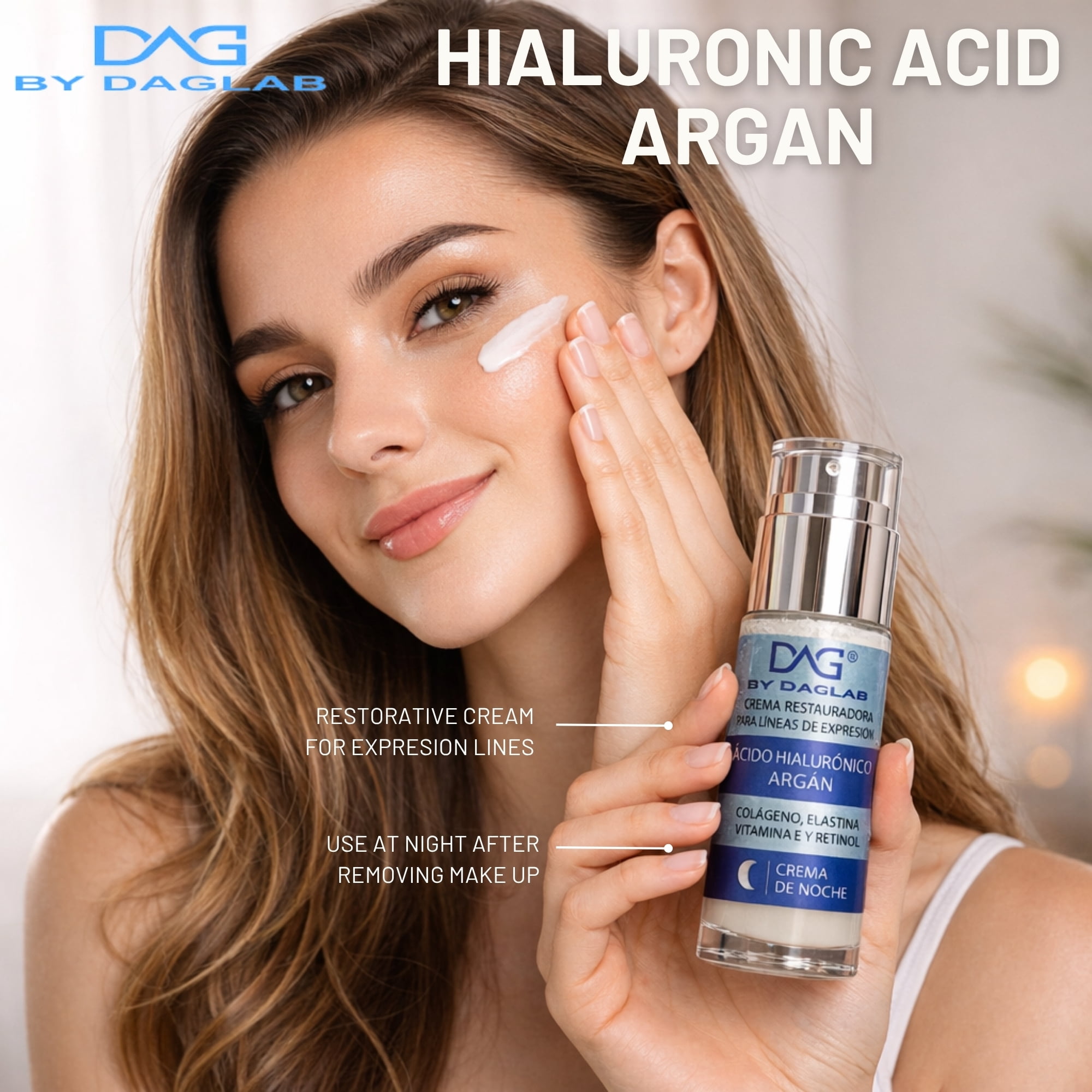 DAG by DAGLAB Night Face Cream with Hyaluronic Acid and Argan Oil, Hydrating Facial Cream, Lightweight Moisturizer for All Skin Types, 1.3 fl oz