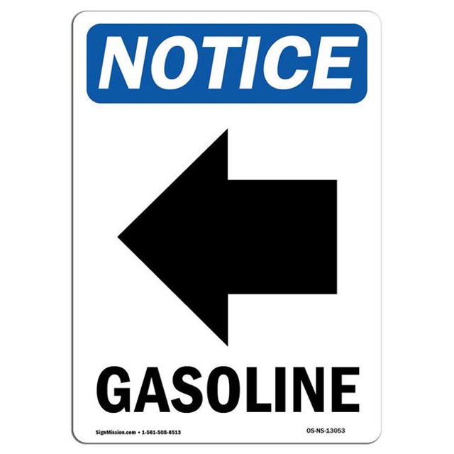 SignMission OS-NS-A-1218-V-13053 12 x 18 Po Panneau de Signalisation OSHA - Flèche Gauche Essence