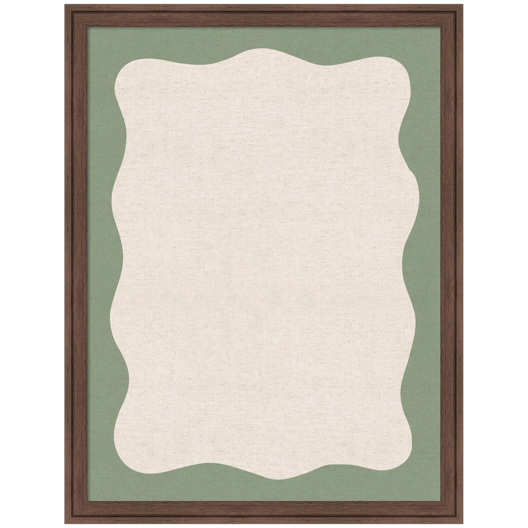 Kate and Laurel Framed Fabric Pinboard 20 x 26,  Printed Linen Classic Bulletin Board for Use as a Vision Board or Wall Organization, Florence Medium Brown Frame
