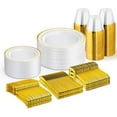 thumbnail image 6 of 175 Pieces Gold Glitter Plastic Plates with Silverware and Cups, Includes: 25 Dinner Plates 10.25”, 25 Dessert Plates 7.5”, 50 Forks, 25 Knives,25 Spoons and 25 Cups for Party, 6 of 11