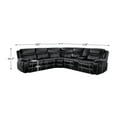 thumbnail image 3 of Lexicon Bastrop 3-Piece Traditional Wood & Faux Leather Sectional Set in Black, 3 of 5