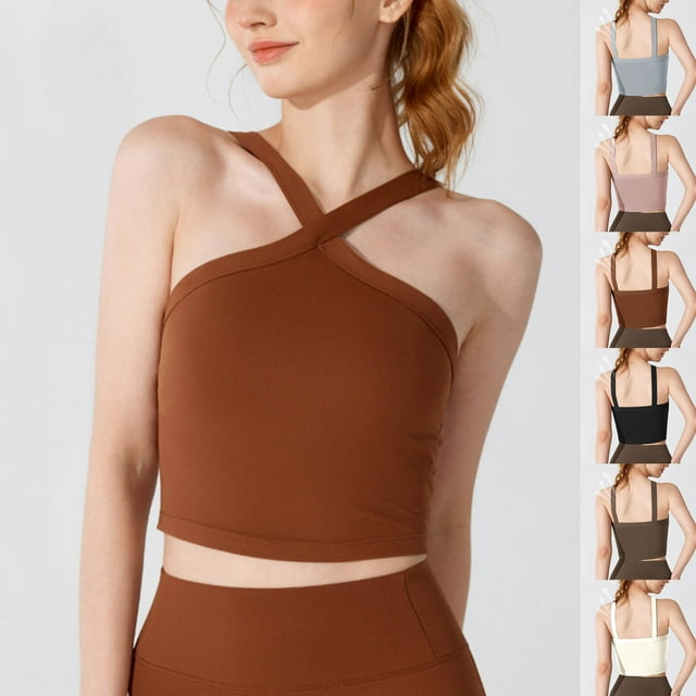 Ashirexll Camisoles pour Femmes Décontractées Couleur Unie Sport Yoga Sans Manches Col Rond Confortable Été