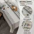 thumbnail image 3 of Mantel Boho Mantel Impermeable Mantel De Lino De Algodón Boho Mesa Cuadrada Decorativa Adecuada para Mesa Pequeña, 35 X 55, 3 of 5