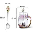 thumbnail image 3 of Enamel flower Lead-free Glass Coffee Mugs Tea Cup with Steel Spoon, Best Birthday Gifts For Women Wife Mom Friends Mothers Valentines Day Christmas, 3 of 4