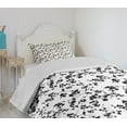 thumbnail image 4 of Ambesonne East Quilted Bedspread Set 2 Pcs, Sakura Blooom Silhouette, Twin Size, Black White, 4 of 6