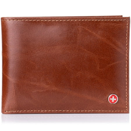RFID Blocking Mens Leather Bifold Wallet Removable ID Card