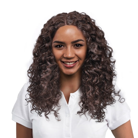 Long Kinky Curly Wig Lace Front, Black Halloween Wigs for Women, Synthetic Fiber Deep Wave Hair Replacement Wig 19 Inch