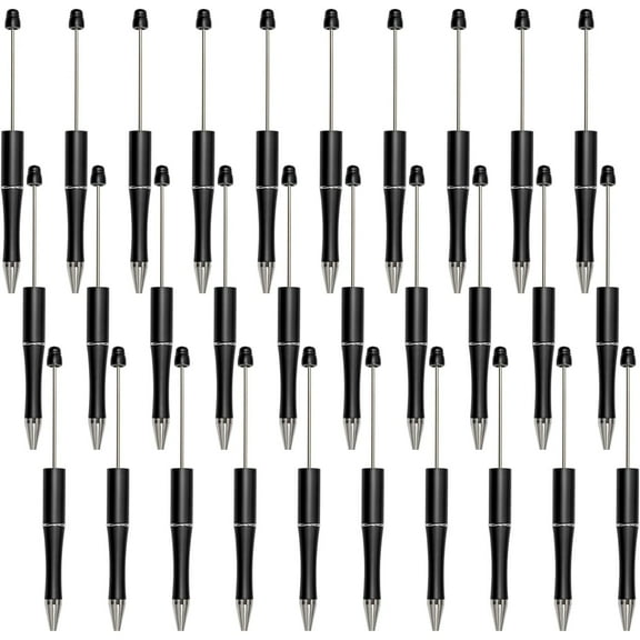 30Pcs Black Beadable Ballpoint Pens, DIY Cool Pens for Students Teachers, Graduation Wedding Gift Supplies