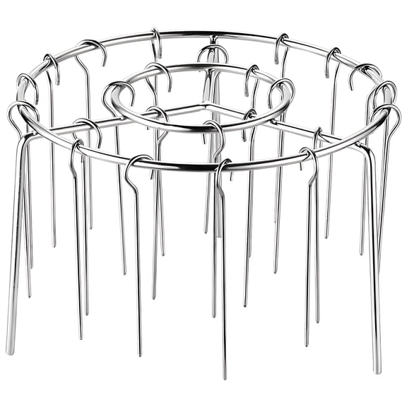 25 Pcs Air Fryer Skewer Stand Set, 6.3 in / 16 cm Stainless Steel Vertical Barbecue Rack, Include Round Grill Rack and 24 Skewers, Kitchen Oven Accessories for Meat Vegetable Seafood