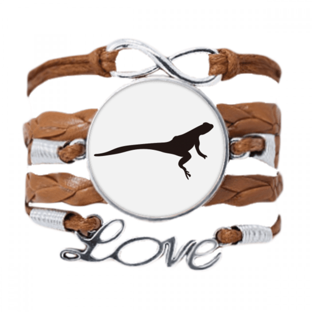 Lizad retrato animal negro Pulsera de cuero Negro trenzado pulsera de cuerda de amor Unbranded M