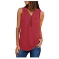 thumbnail image 2 of Mittory Women's Summer Casual Zip Half Placket Chiffon Sleeveless Tank Top Blouses, 2 of 7