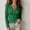 Green, variant on Solid Long Sleeve Shirts For Women Pullover V-Neck Wrap Cotton Blend Ruched Stretch Casual Brown