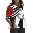 thumbnail image 1 of WEAIXIMIUNG Mode Femme Saint-Valentin Printemps et Été Imprimé Manches Fendues Col Rond Haut Décontracté T-Shirt (6), 1 of 4