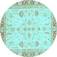 thumbnail image 1 of Ahgly Company Indoor Round Oriental Light Blue Modern Area Rugs, 4' Round, 1 of 4