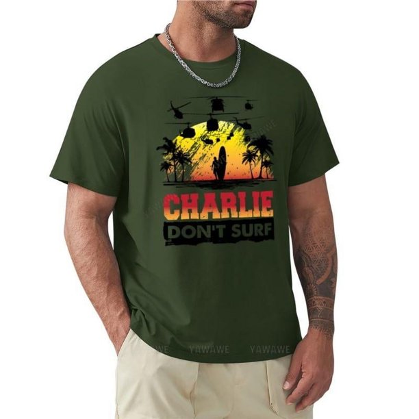 Camiseta de verano para hombre ropa de marca grande y alta Charlie Don't Surf