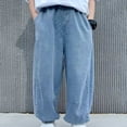 thumbnail image 5 of Favoffer Boys Casual Denim Pants Tencel Solid Color Thin Anti Mosquito Elastic Waist Straight Leg Jeans Summer Running Beach Leisure Trip Wear 5-15Y, 5 of 8