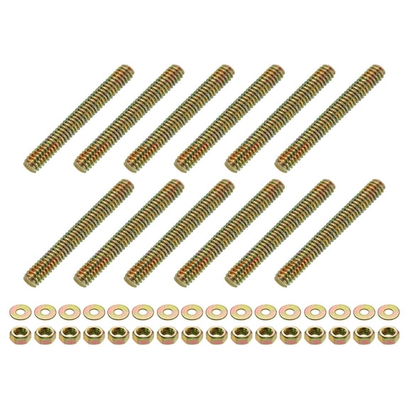 12Pack Fully Threaded Rod, 1/4"x2" Zinc-Plated Carbon Steel with Nuts Washers