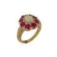 thumbnail image 1 of LBG British Made 18k Yellow Gold Natural Opal & Ruby Womens Statement Ring - 33 size options - Size 10, 1 of 6